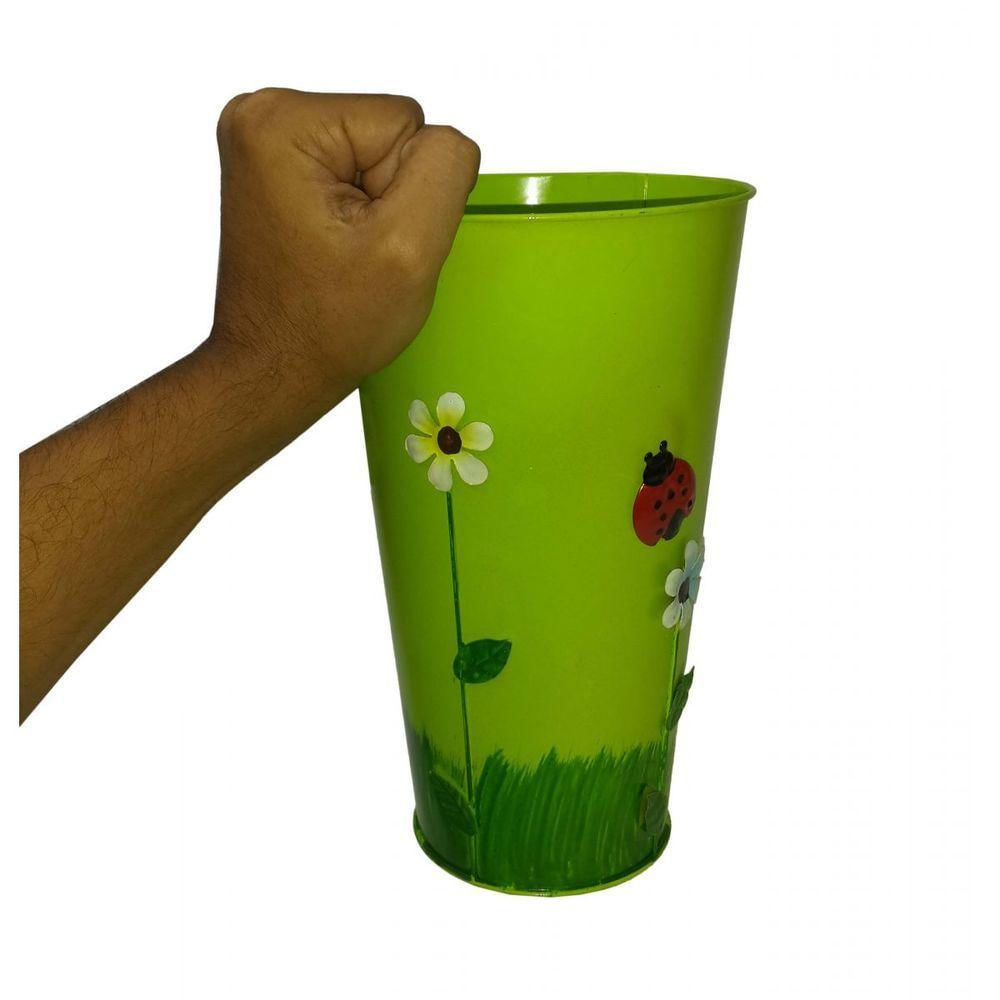 Vaso Balde Metal Enfeite Jardim Quintal Varanda Joaninha