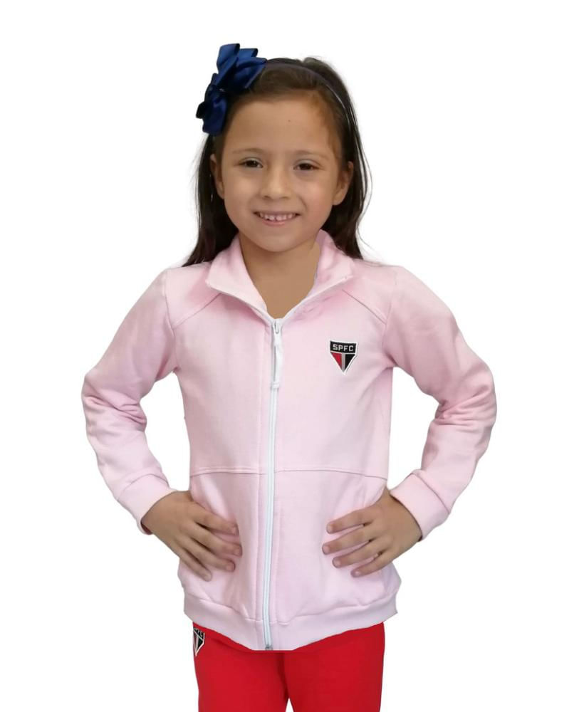 Blusa Infantil São Paulo Rosa Moletom Oficial Tam 1