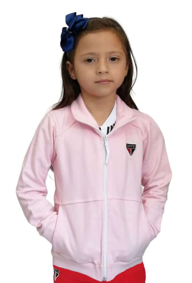 Blusa Infantil São Paulo Rosa Moletom Oficial Tam 2