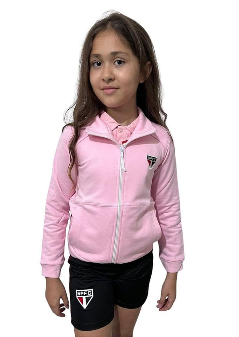 Blusa Infantil São Paulo Rosa Moletom Oficial Tam 2