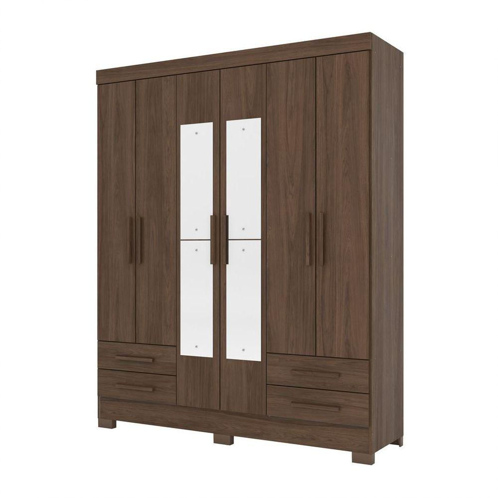 Guarda Roupa Casal 06 Portas 04 Gavetas B63 Briz Castanho Hp