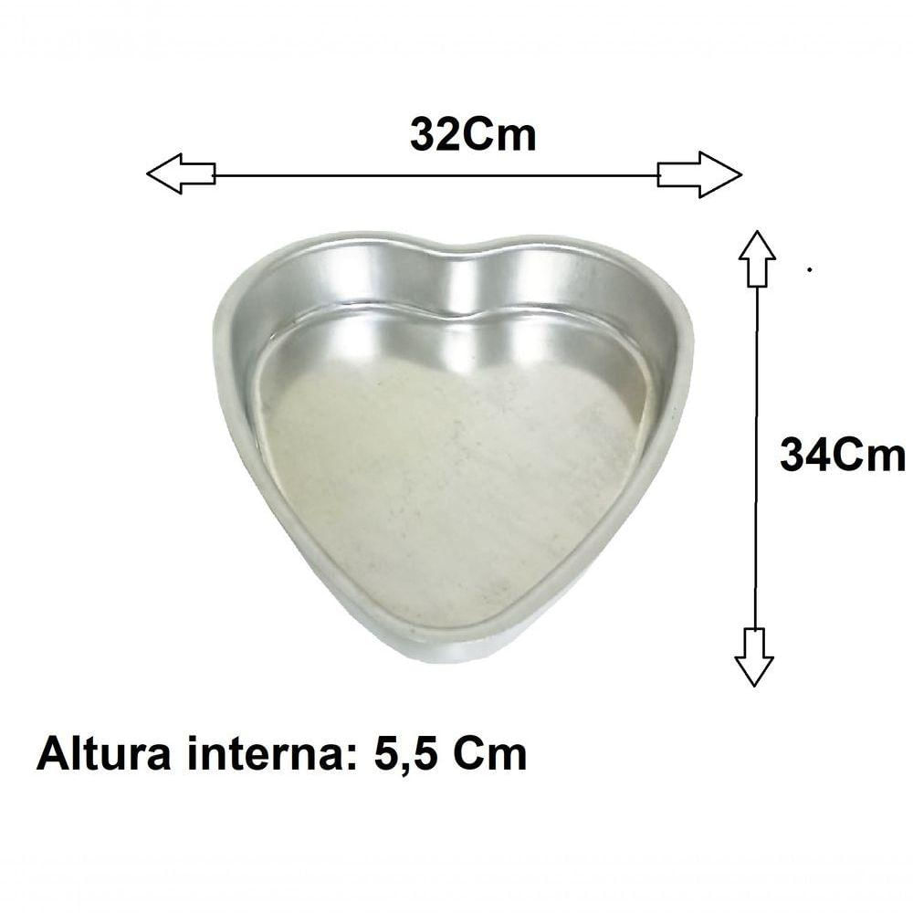 Forma Assadeira De Bolo Coração Grande De Alumínio Grosso