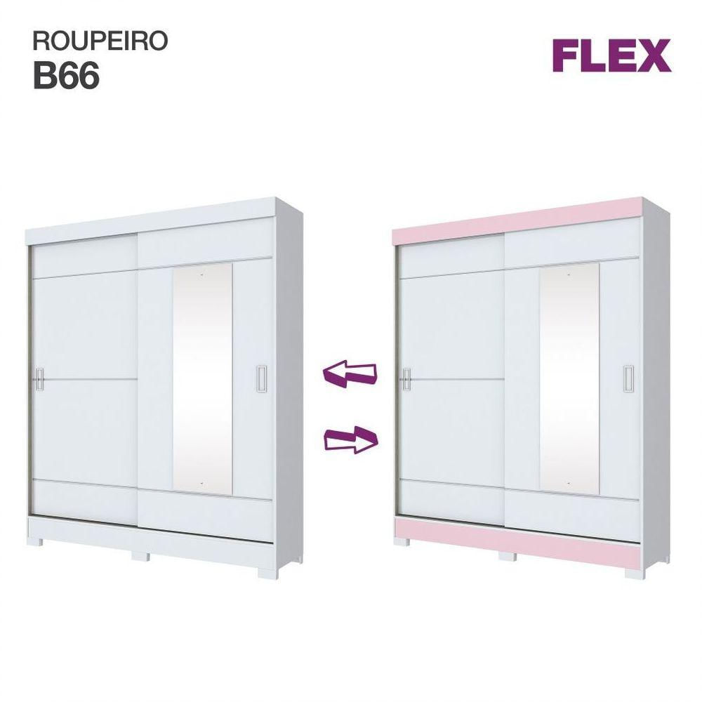 Guarda Roupa Casal 02 Portas Deslizantes 02 Gavetas Amsterdã Briz Branco/branco E Rosa Chá Ii