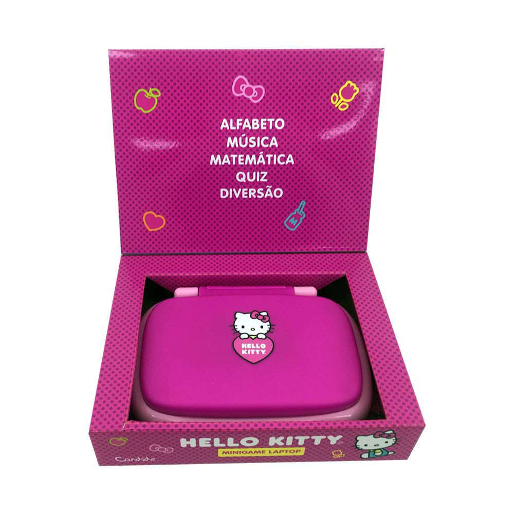 Kit Laptop Infantil Educativo Candide Hello Kitty Bilíngue + 1 Fidget Spinner Sortido