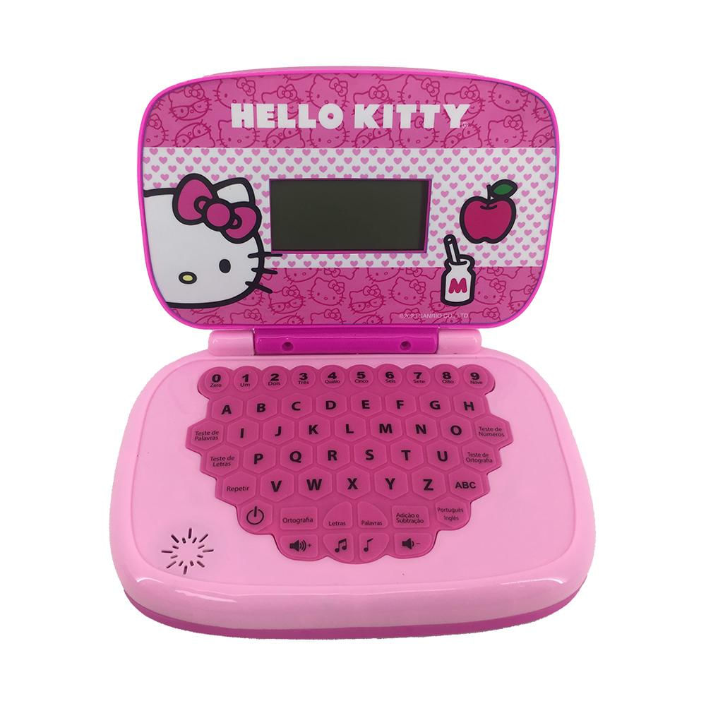 Kit Laptop Infantil Educativo Candide Hello Kitty Bilíngue + 1 Fidget Spinner Sortido
