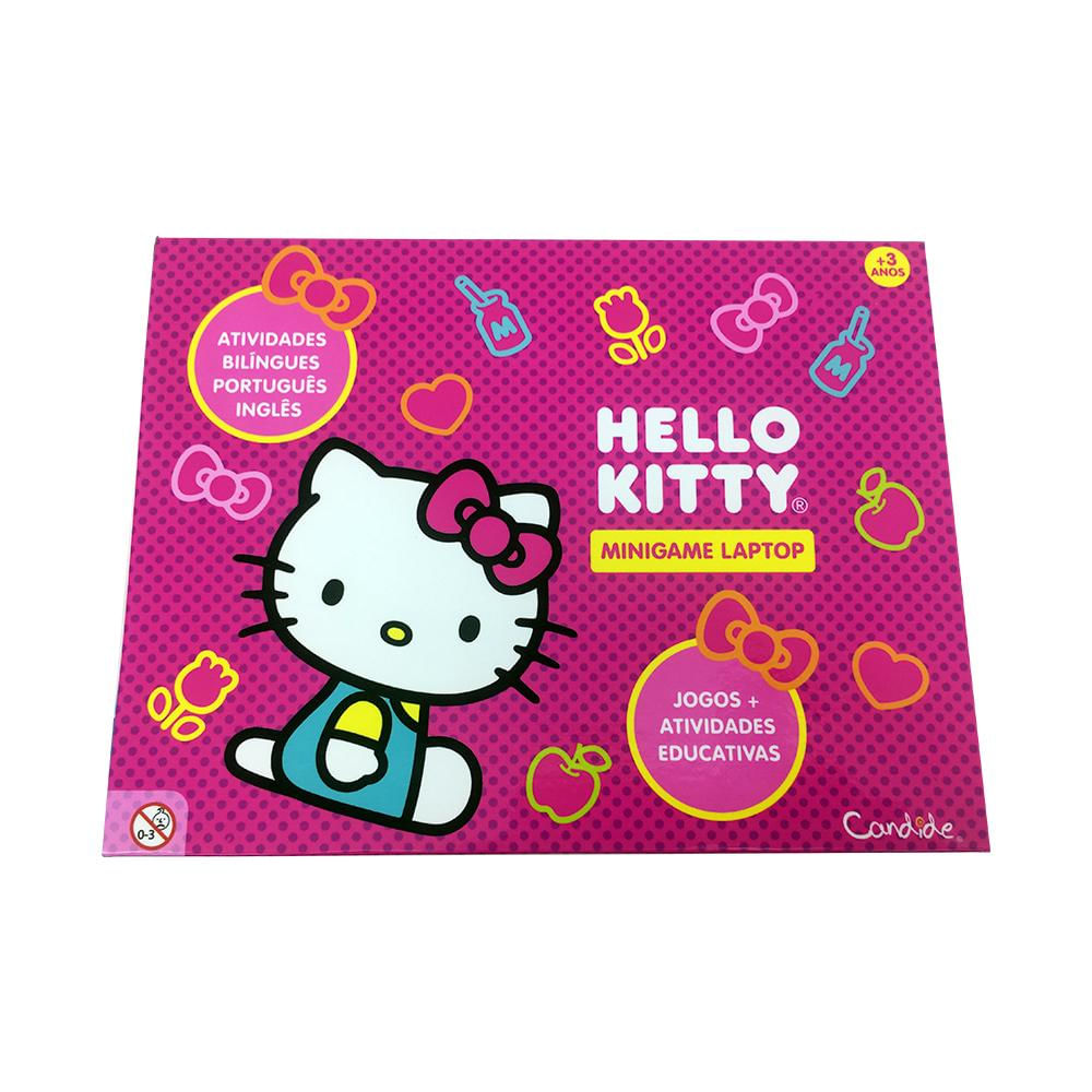 Kit Laptop Infantil Educativo Candide Hello Kitty Bilíngue + 1 Fidget Spinner Sortido