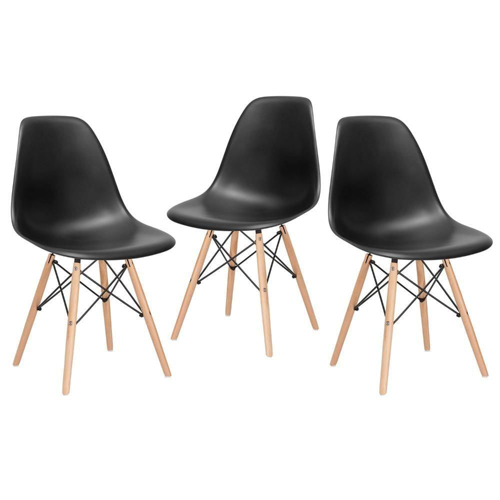 3 Cadeiras Charles Eames Eiffel Dsw Clara Preto