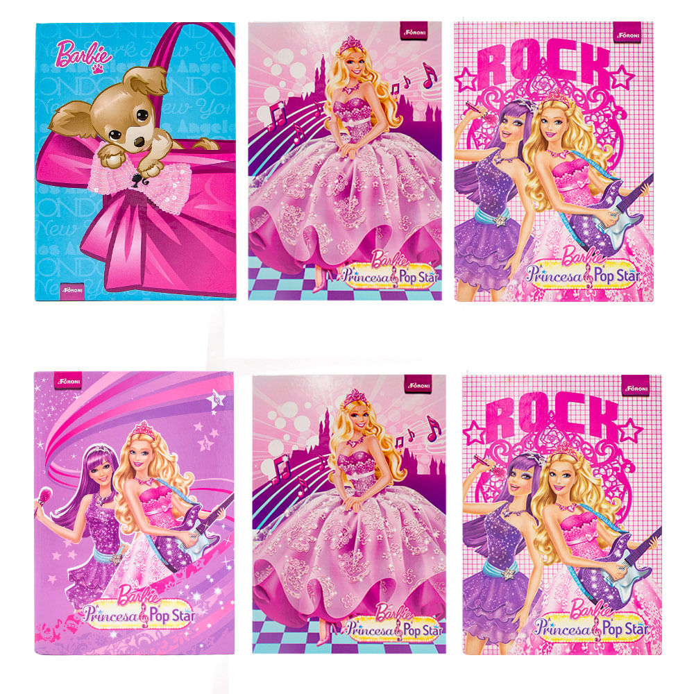 Kit Caderno 1/4 A5 Foroni Brochura 96Fls Barbie C/3