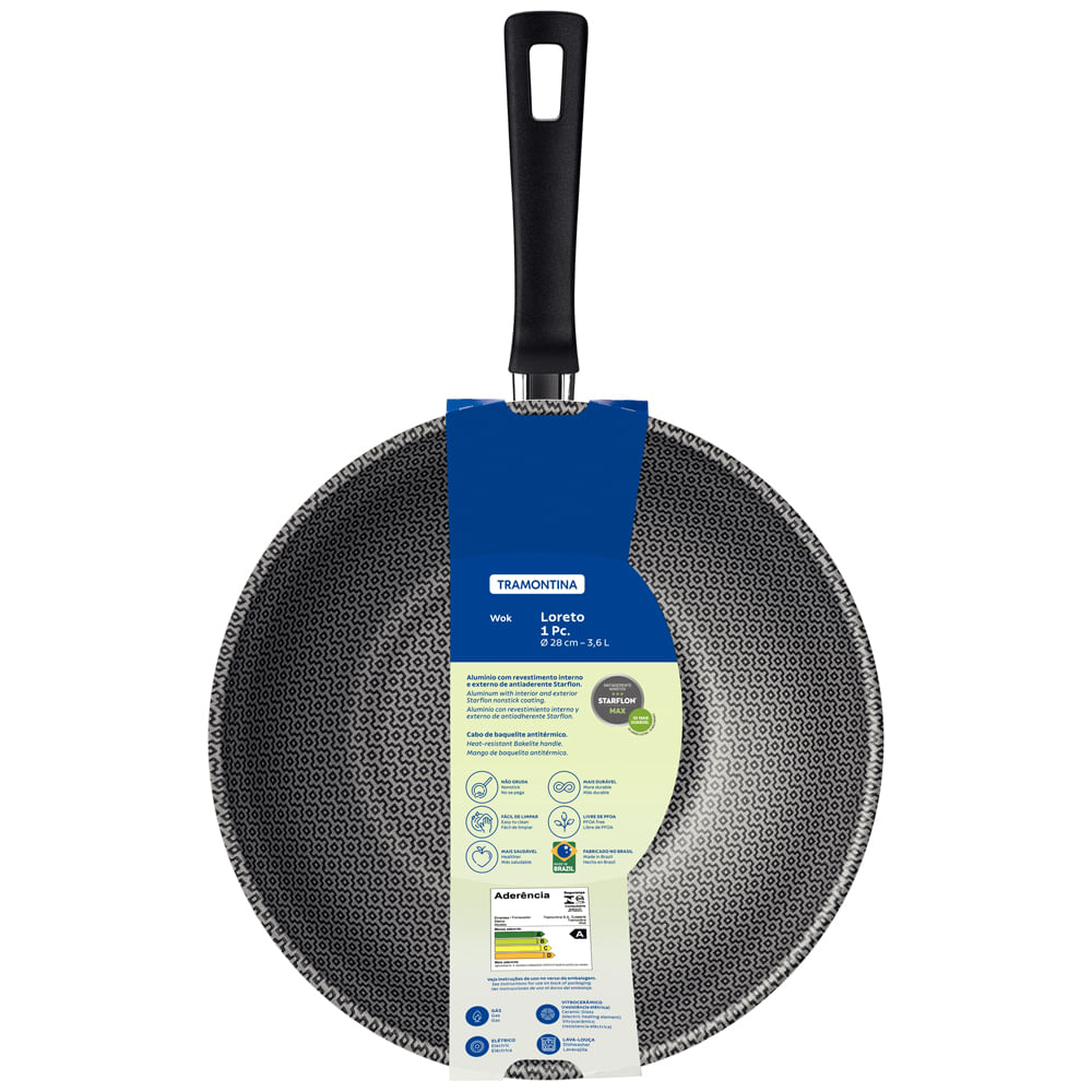 Frigideira Wok Antiaderente Tramontina Loreto Vermelha 28cm