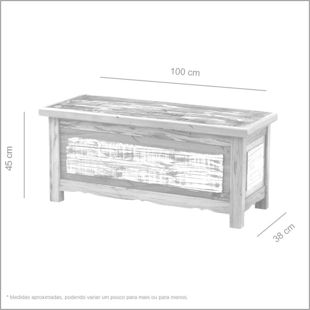 Baú Banco 1 M Madeira Maciça Com Pátina