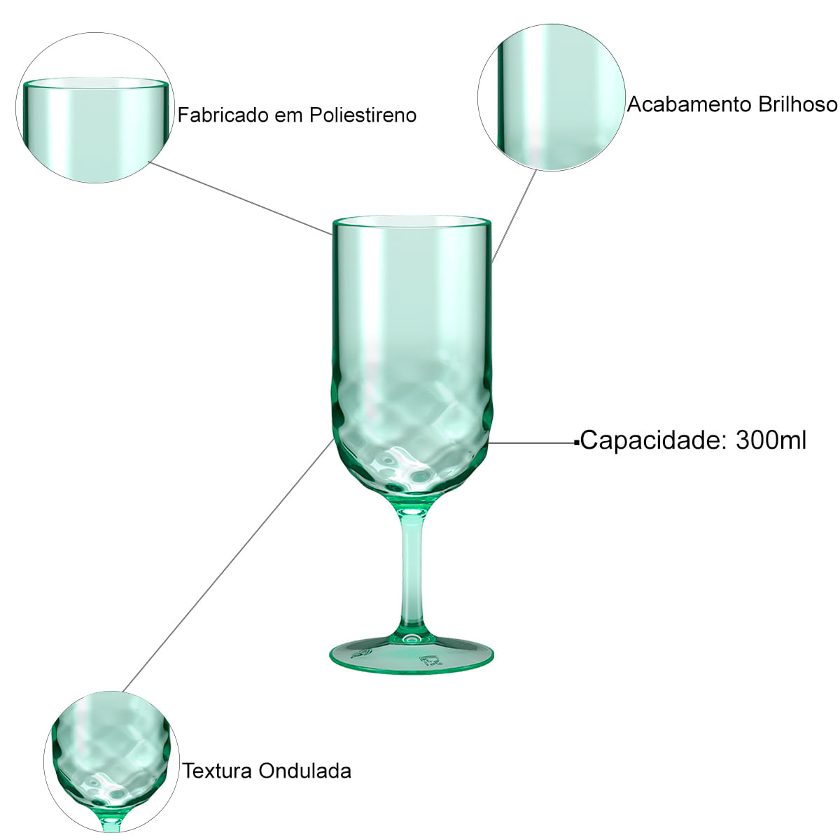 Taça de Poliestireno para Drinks 300ML Wave Coza - Brinox Verde Soft 20318/0529