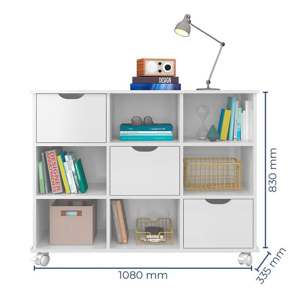 Nicho Organizador C/ 3 Gavetas Roterdã Q01 Branco/Branco