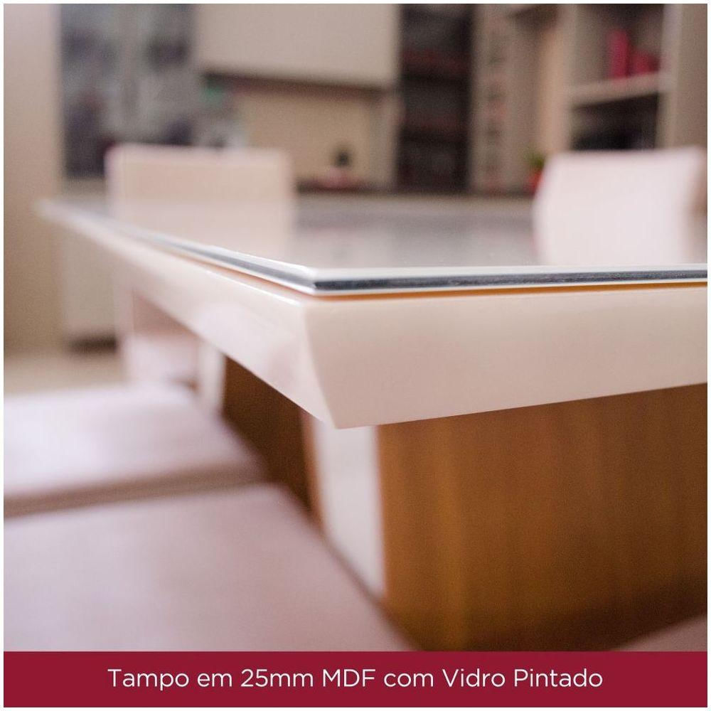 Mesa De Jantar Tampo Mdf Com Vidro 120cm Danielly Henn Nature Com Off White