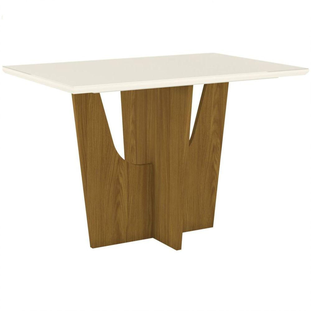 Mesa De Jantar Tampo Mdf Com Vidro 120cm Danielly Henn Nature Com Off White