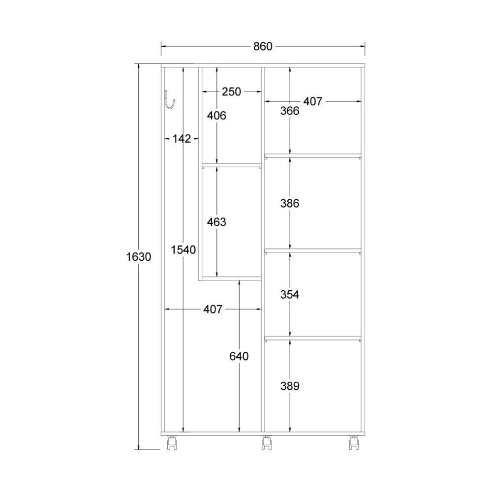 Armário Multiuso 2 Portas Rodízios Ar-70 Branco Ditália