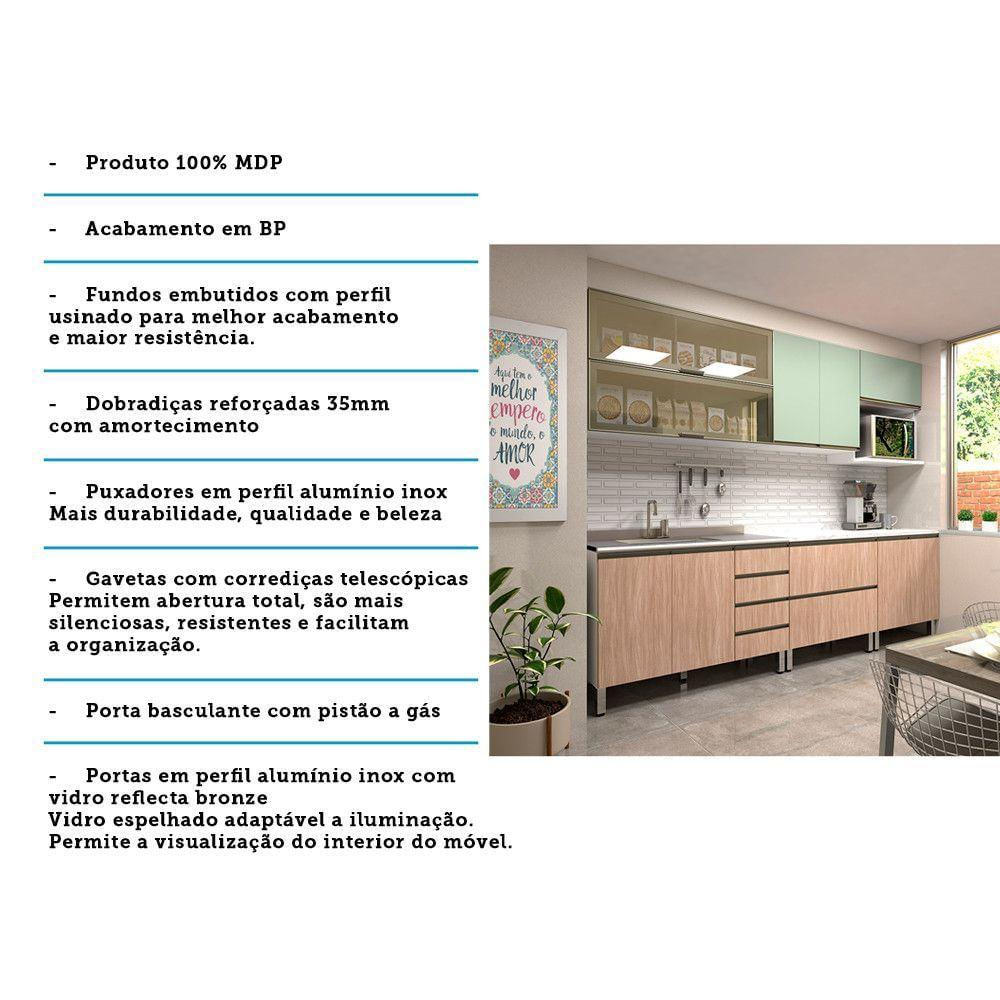 Cozinha Modulada 7 Peças Branco Com Cumaru E Verde