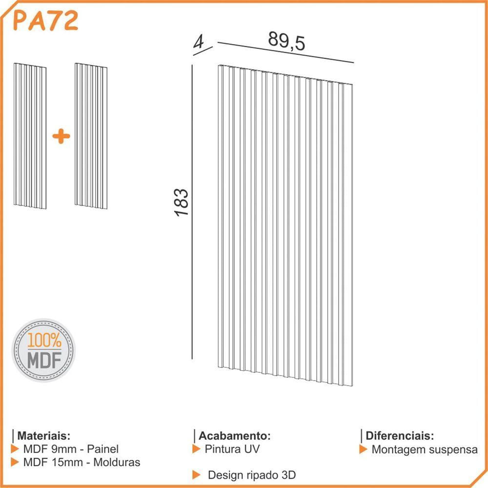 Painel Ripado 3d Em 100% Mdf 89,5x183cm Freijó Pradel