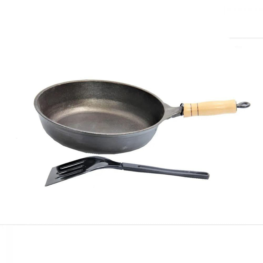 Frigideira Alta Antiaderente Cabo Madeira 30Cm E Espátula