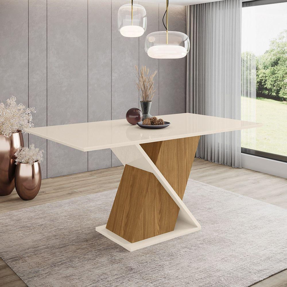 Mesa De Jantar Com Tampo Mdf 160 Cm Solus Henn Nature Com Off White