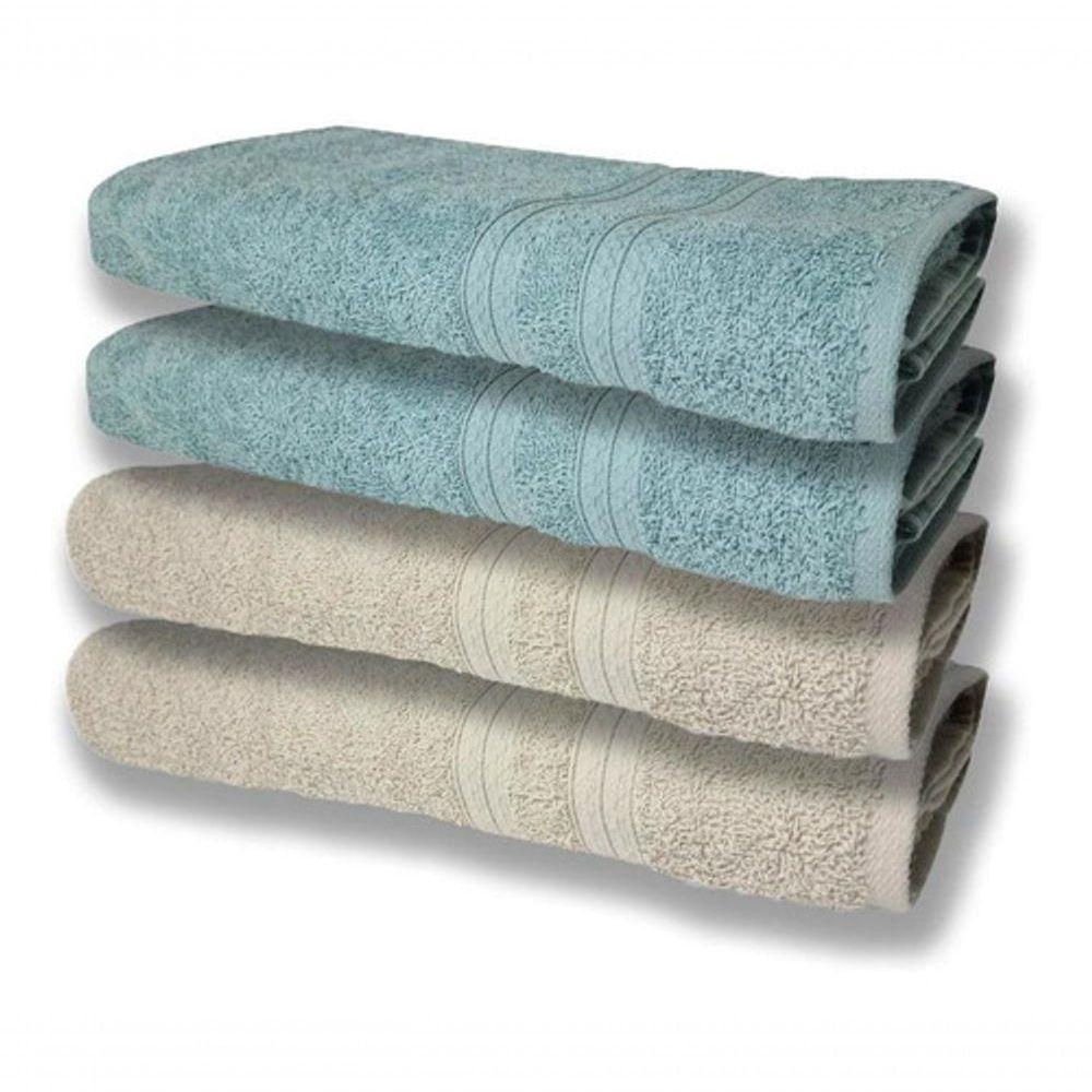 4 Toalhas Super Felpudas Grande E Grossa 80x150 Bege+verde