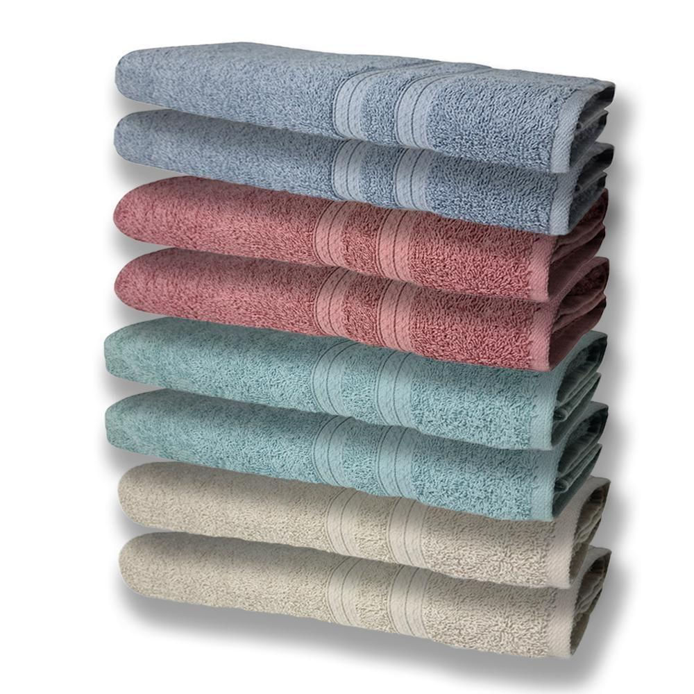 8 Toalhas Grande Super Felpudas E Grossa 80x150 2 Bege 2 Verde 2 Rosê 2 Azul