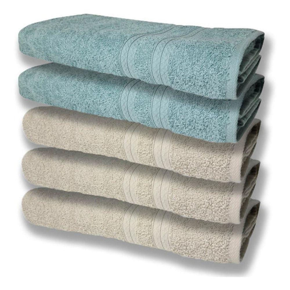 5 Toalhas Felpudas Grande E Grossa 80x150 Bege+verde