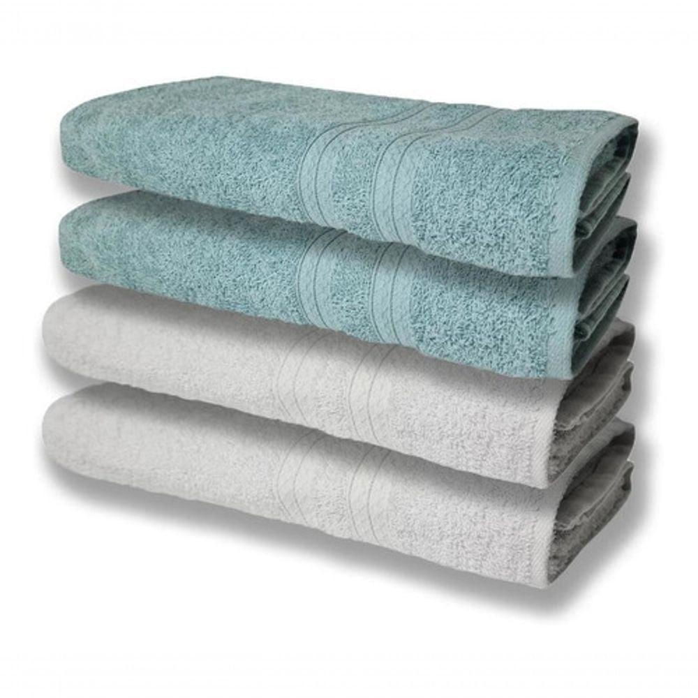 4 Toalhas Super Felpudas Grande E Grossa 80x150 Branco+verde