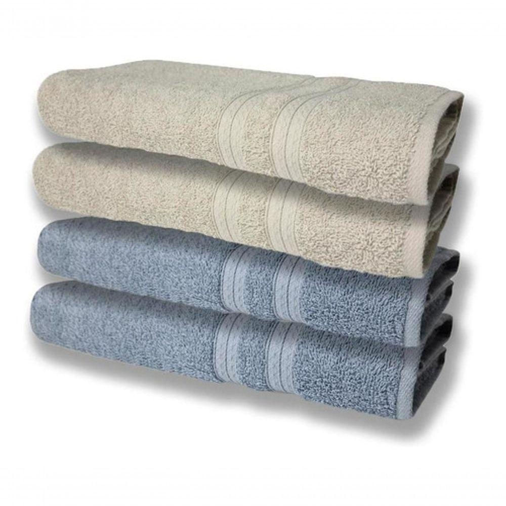 4 Toalhas Super Felpudas Grande E Grossa 80x150 Azul+bege
