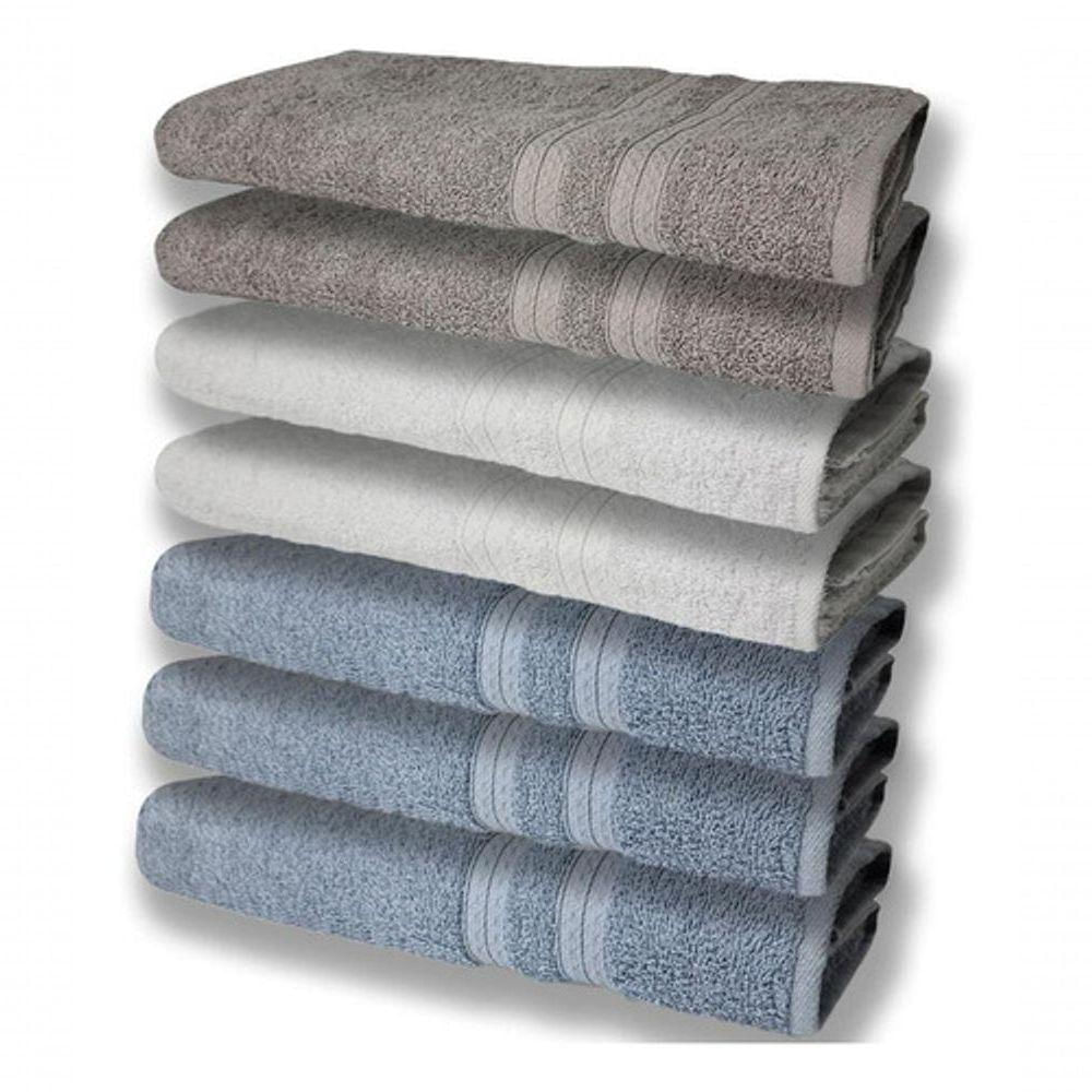 7 Toalhas Felpudas E Grossa 80x150 3 Azul 2 Branco 2 Cinza