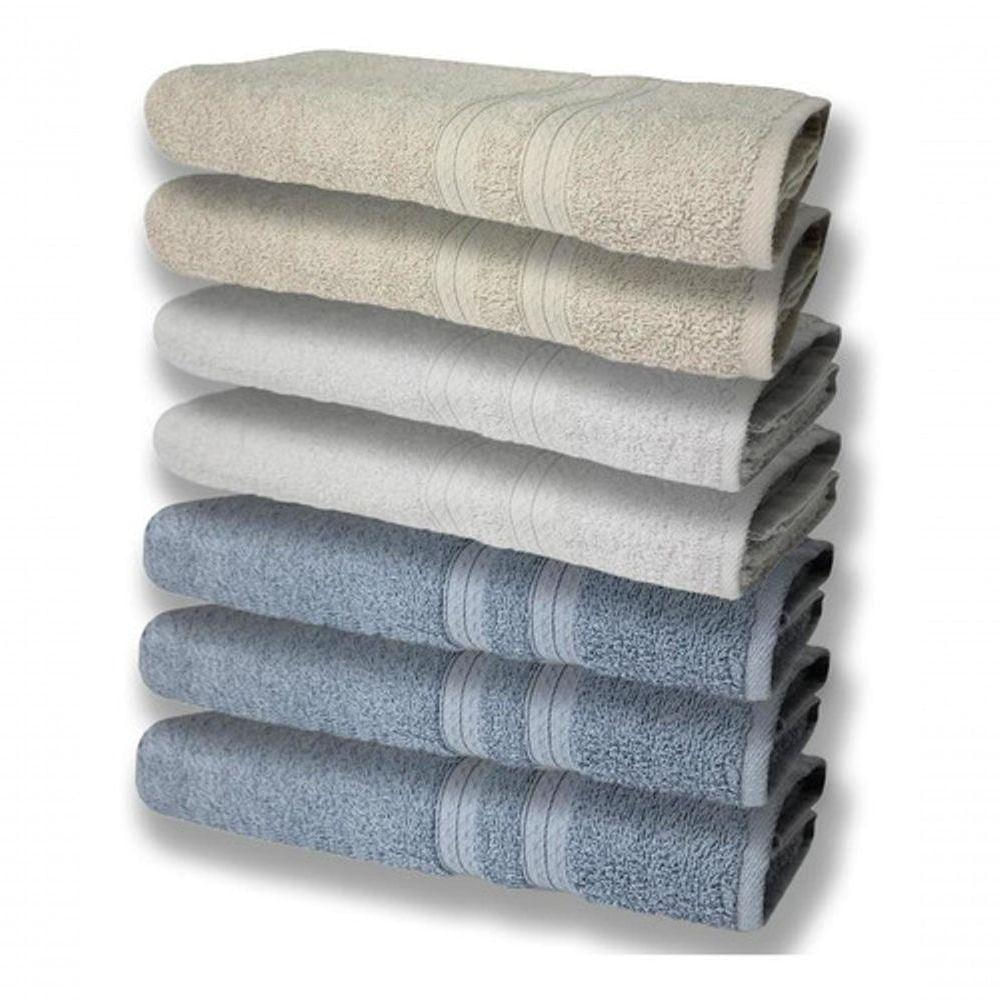 7 Toalhas Felpudas E Grossa 80x150 3 Azul 2 Branco 2 Bege