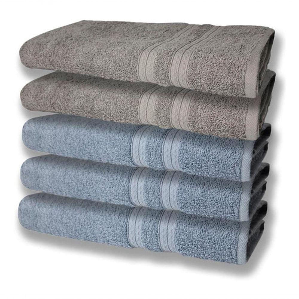 5 Toalhas Felpudas Grande E Grossa 80x150 Azul+cinza