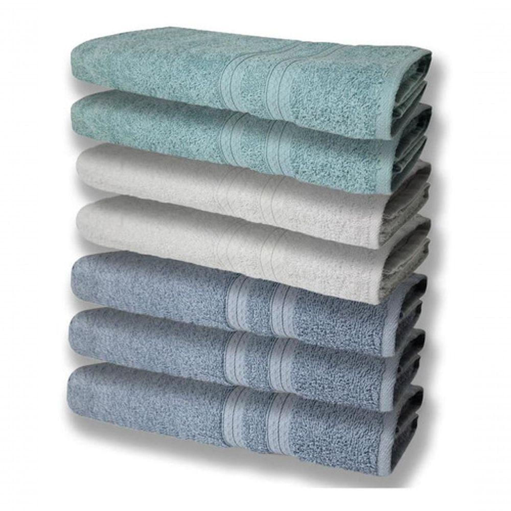 7 Toalhas Felpudas E Grossa 80x150 3 Azul 2 Branco 2 Verde