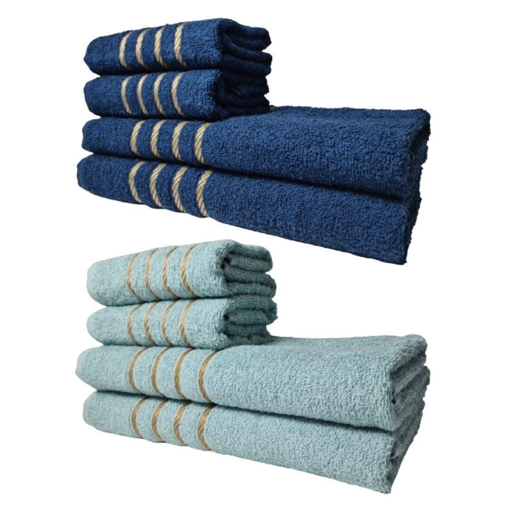 Kit 8 Toalhas Grandes Montreal 4 Banhos 4 Rostos Azul+verde Claro