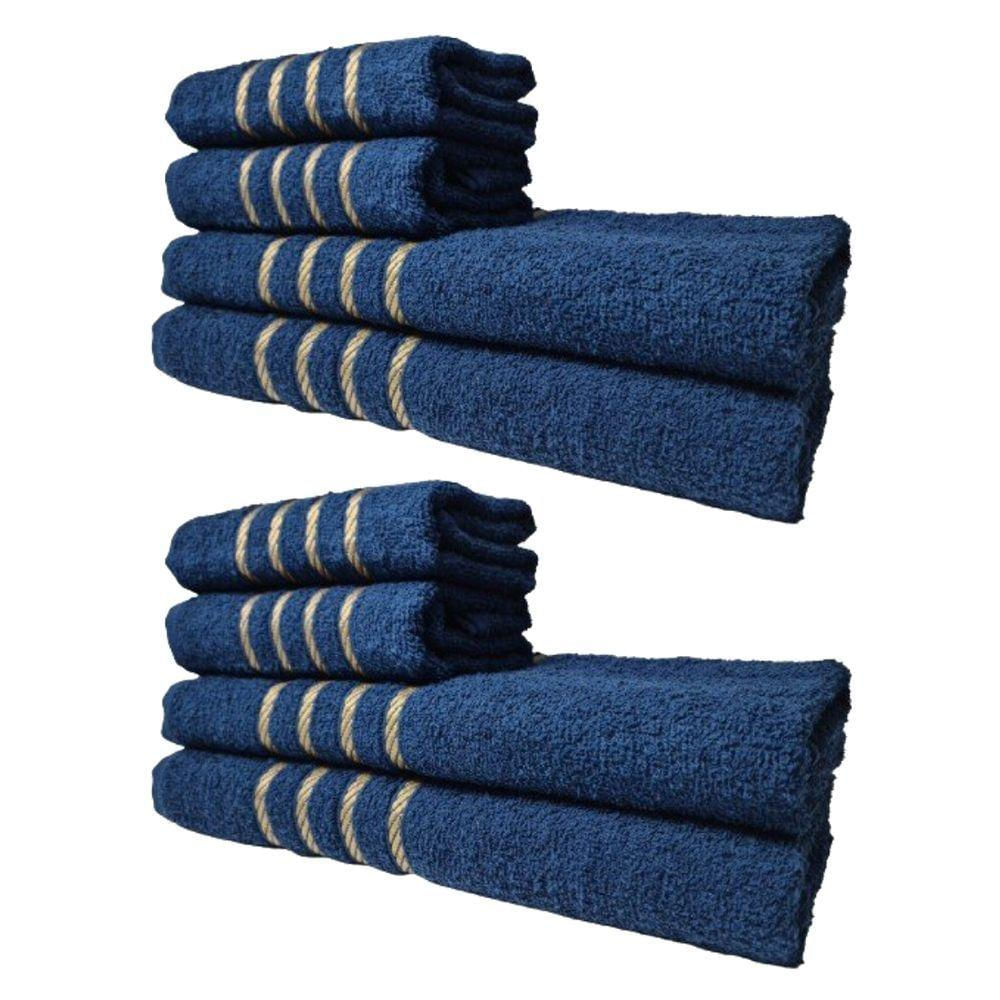 Kit 8 Toalhas Grossas E Grandes Montreal 4 Banhos 4 Rostos Azul