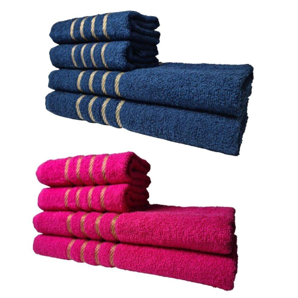 Kit 8 Toalhas Grandes Montreal 4 Banhos 4 Rostos Azul+rosa