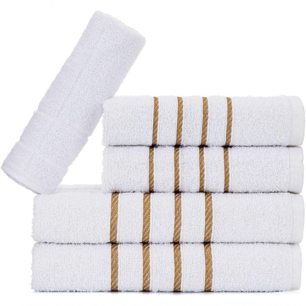 Jogo 5pçs 2 Banho + 2 Rosto + 1 Tapete P-banheiro 100% Algodão Alta Absorção - Branco