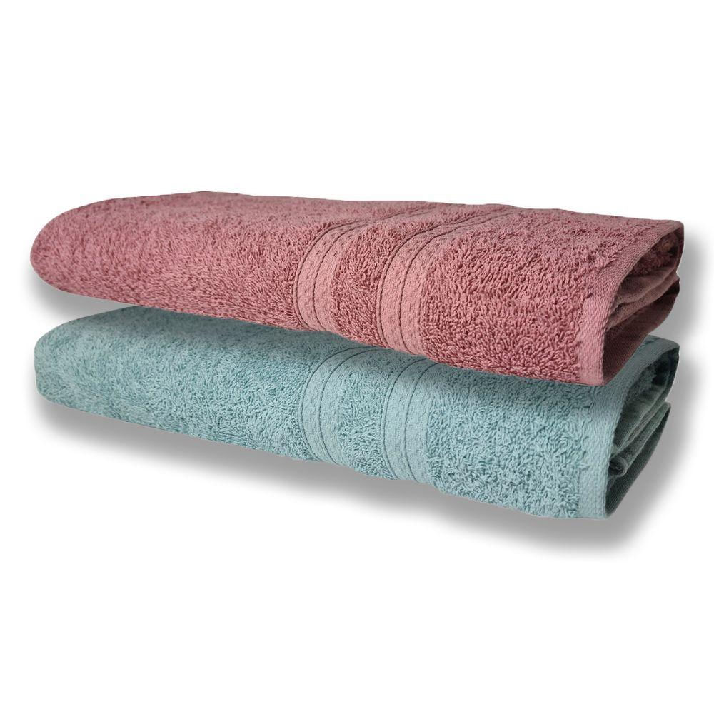 2 Toalhas Super Felpudas Grande E Grossa Algodão 80x150 Rosê+verde Claro