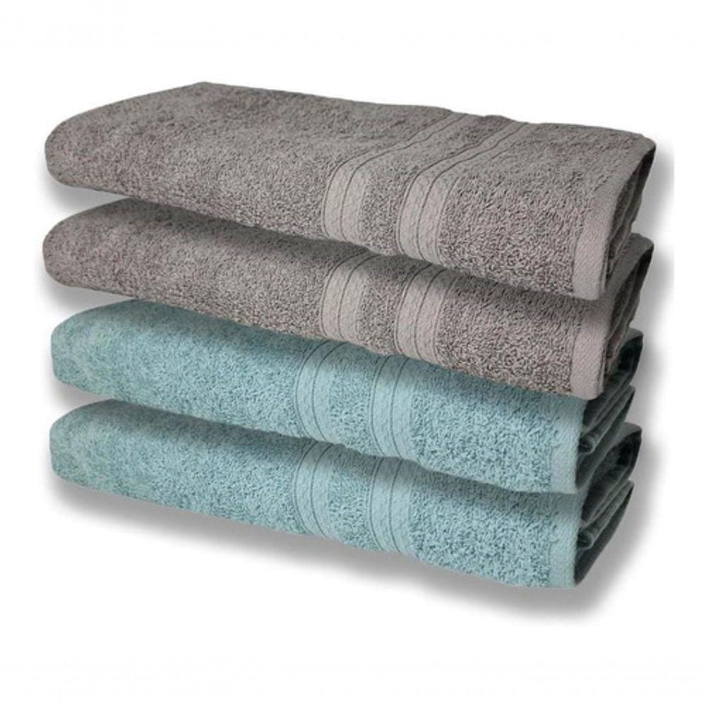 4 Toalhas Super Felpudas Grande E Grossa 80x150 Cinza+verde