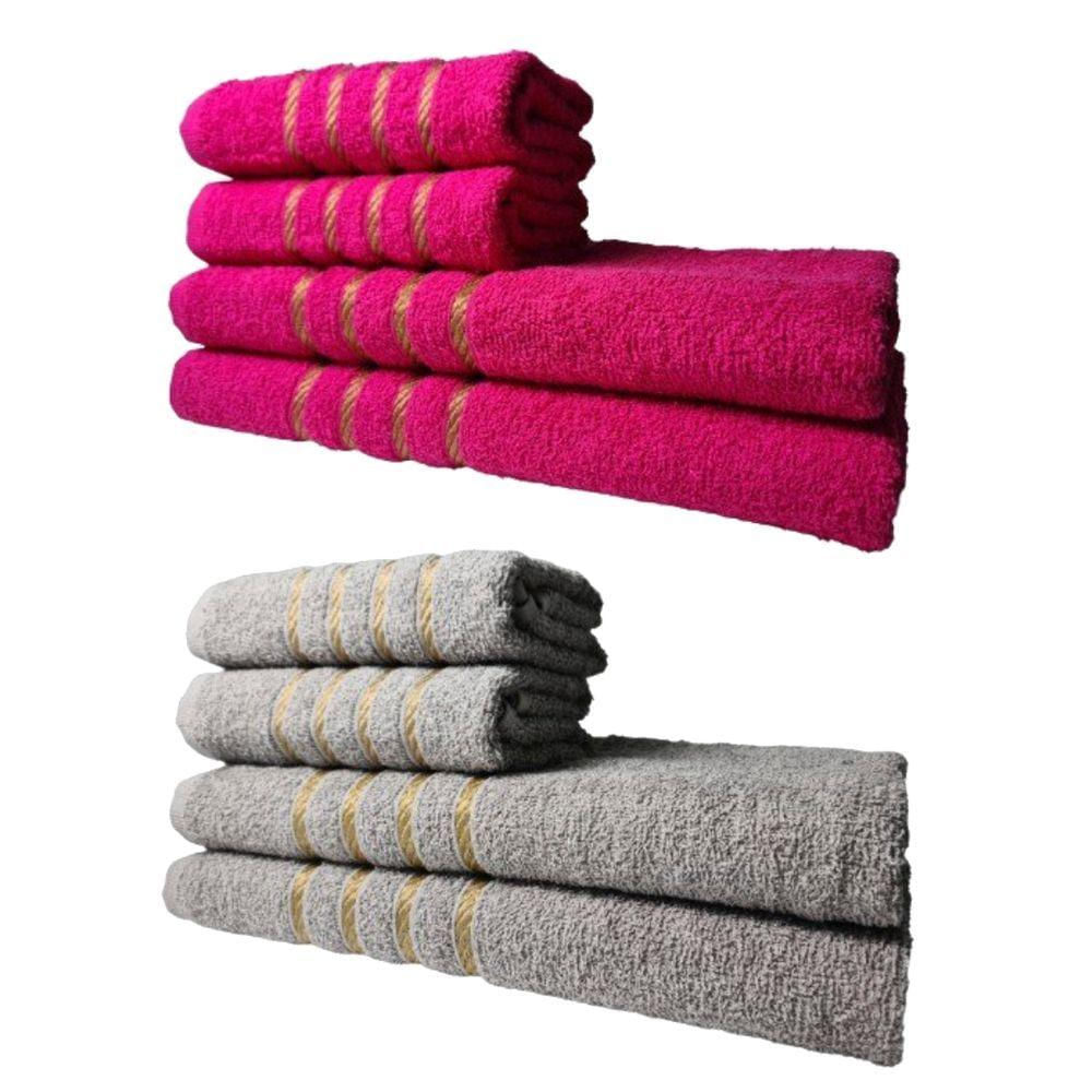 Kit 8 Toalhas Grossas E Grandes Montreal 4 Banhos 4 Rostos Rosa+cinza