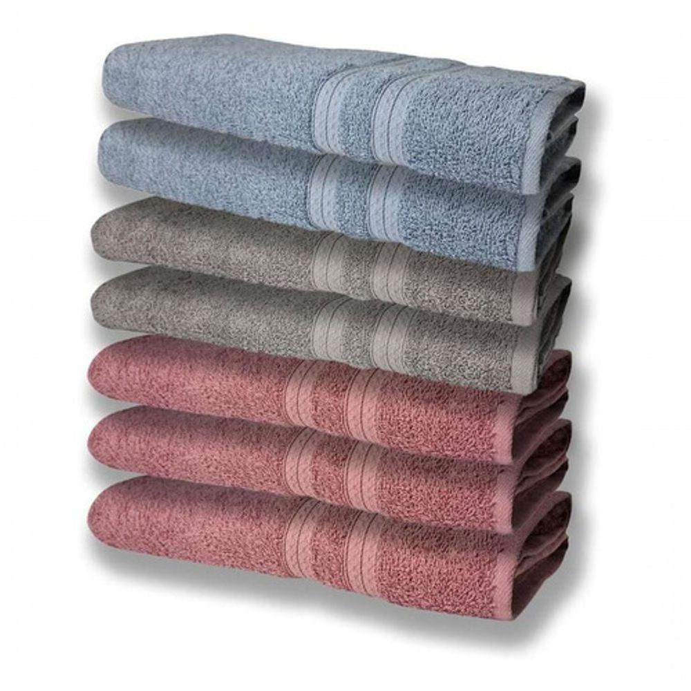 7 Toalhas Felpudas E Grossa 80x150 3 Rosê 2 Cinza 2 Azul