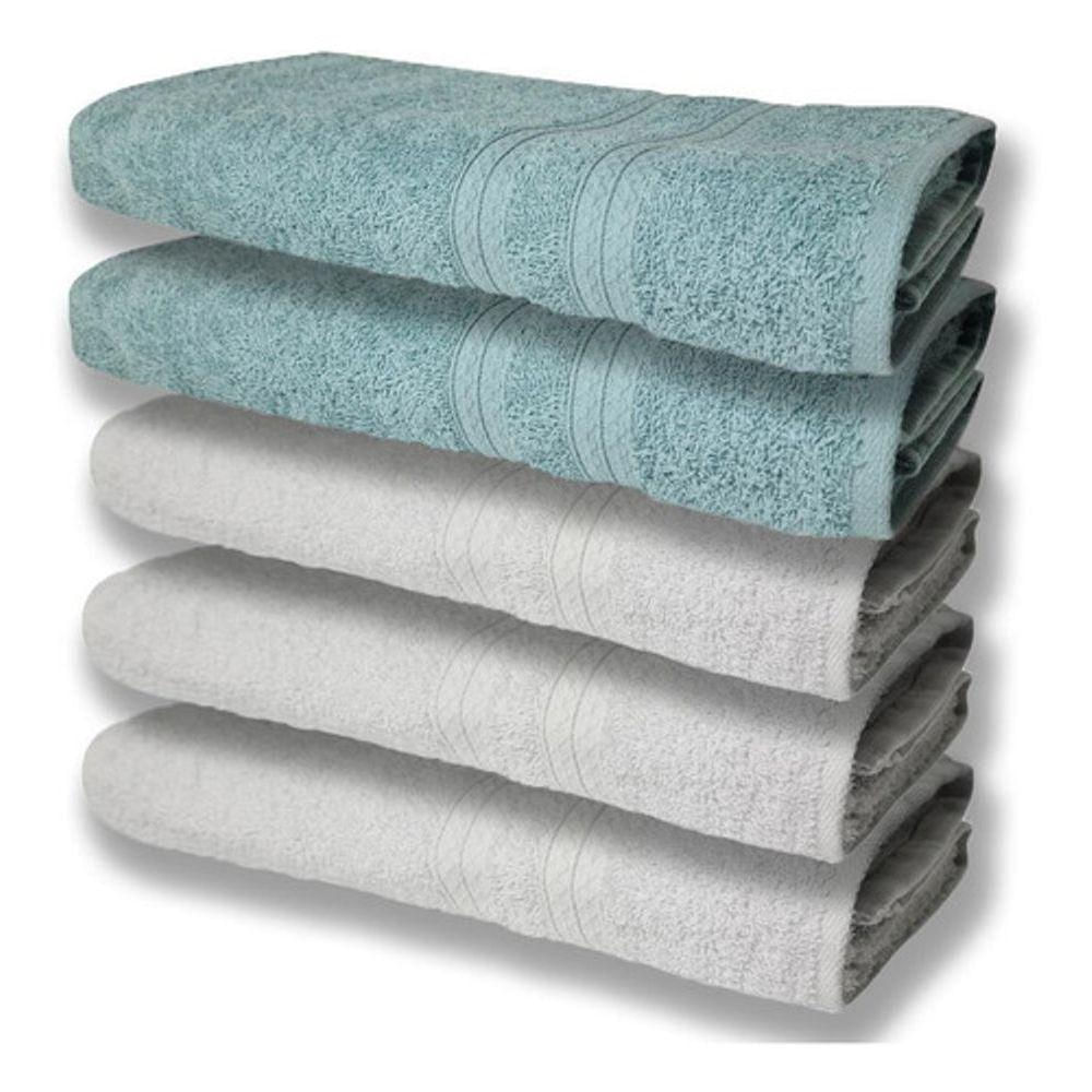 5 Toalhas Felpudas Grande E Grossa 80x150 Branco+verde