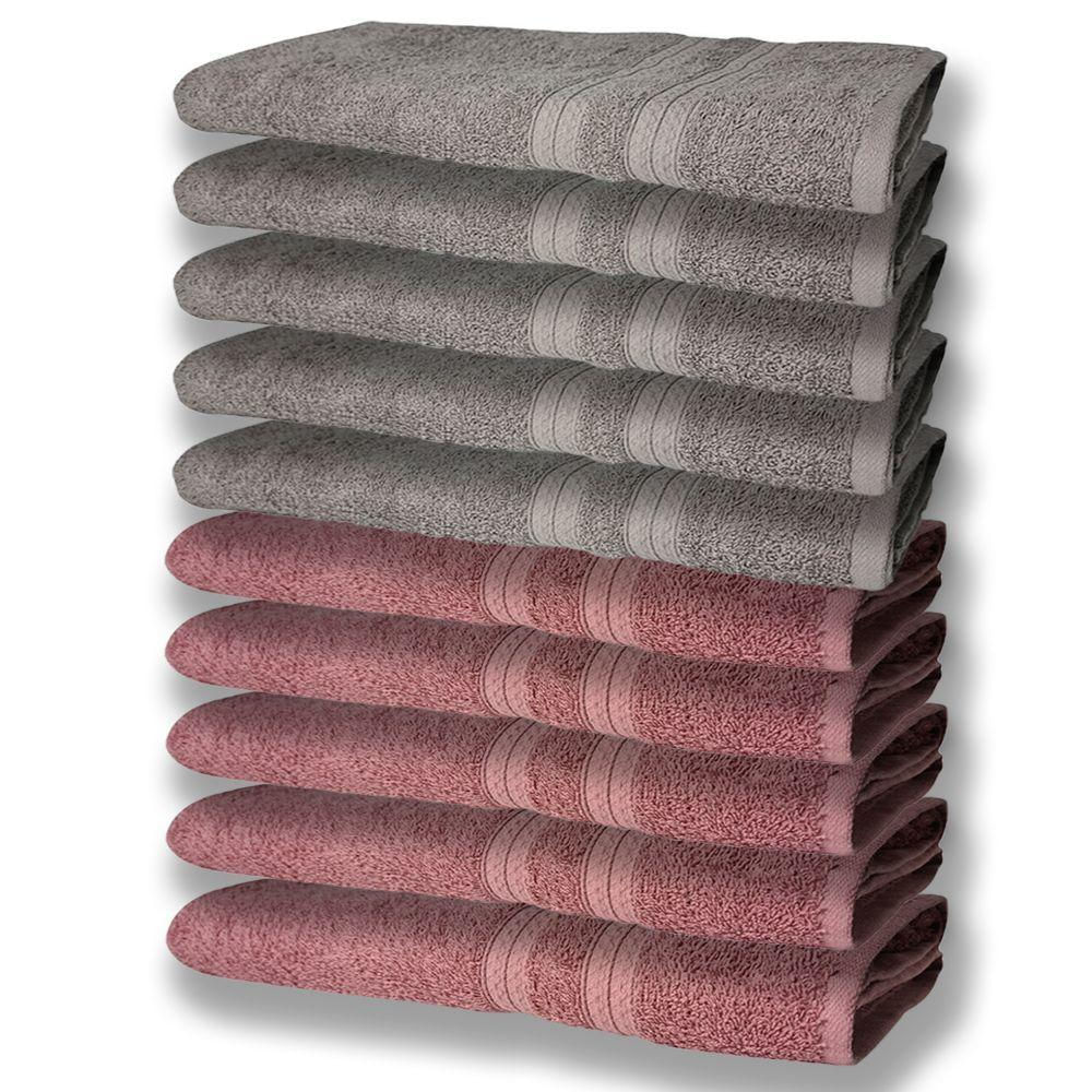 10 Toalhas Super Felpudas Grande E Grossa 80x150 5 Rosê 5 Cinza
