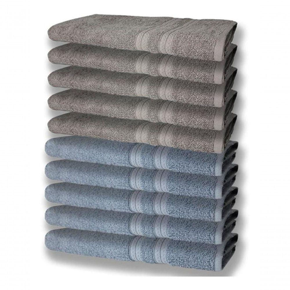 10 Toalhas Felpudas Grande E Grossa 80x150 5 Azul 5 Cinza