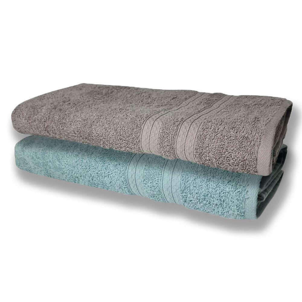 2 Toalhas Super Felpudas Grande E Grossa Algodão 80x150 Cinza+verde Claro