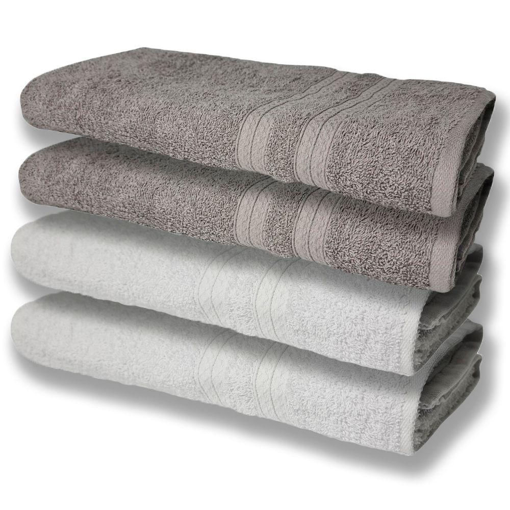 4 Toalhas Super Felpudas Grande E Grossa Algodão 80x150 Branco+cinza