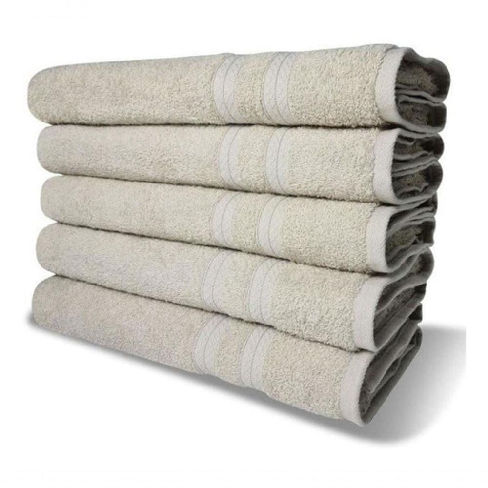 5 Toalhas Super Felpudas Grande E Grossa Algodão 80x150 Bege