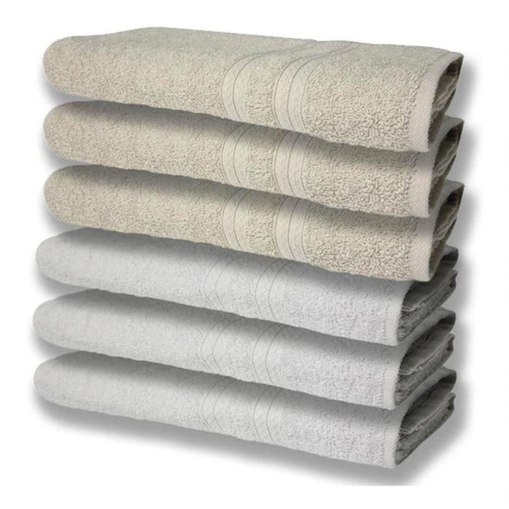 6 Toalhas Grande Felpudas E Grossa 80x150 Branco+bege