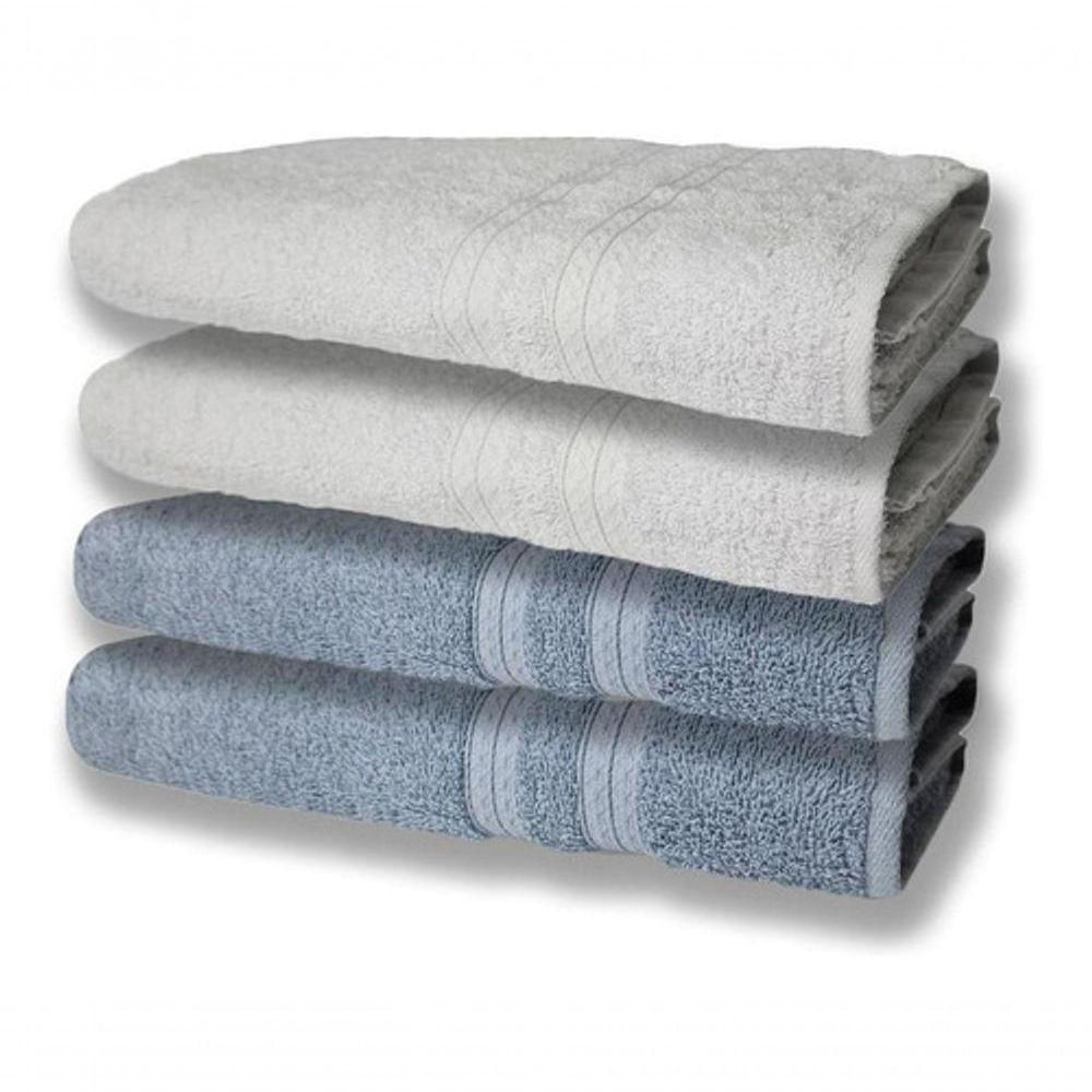 4 Toalhas Super Felpudas Grande E Grossa 80x150 Azul+branco