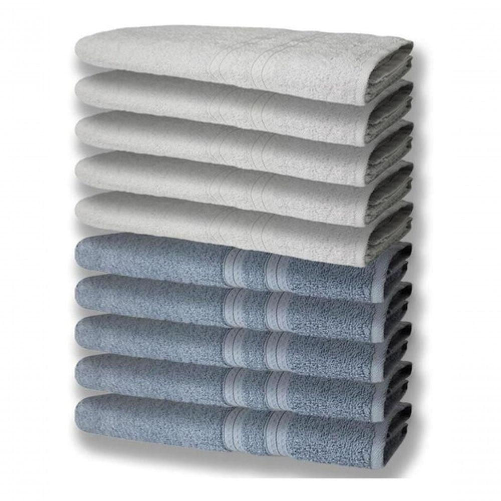 10 Toalhas Felpudas Grande E Grossa 80x150 5 Azul 5 Branco