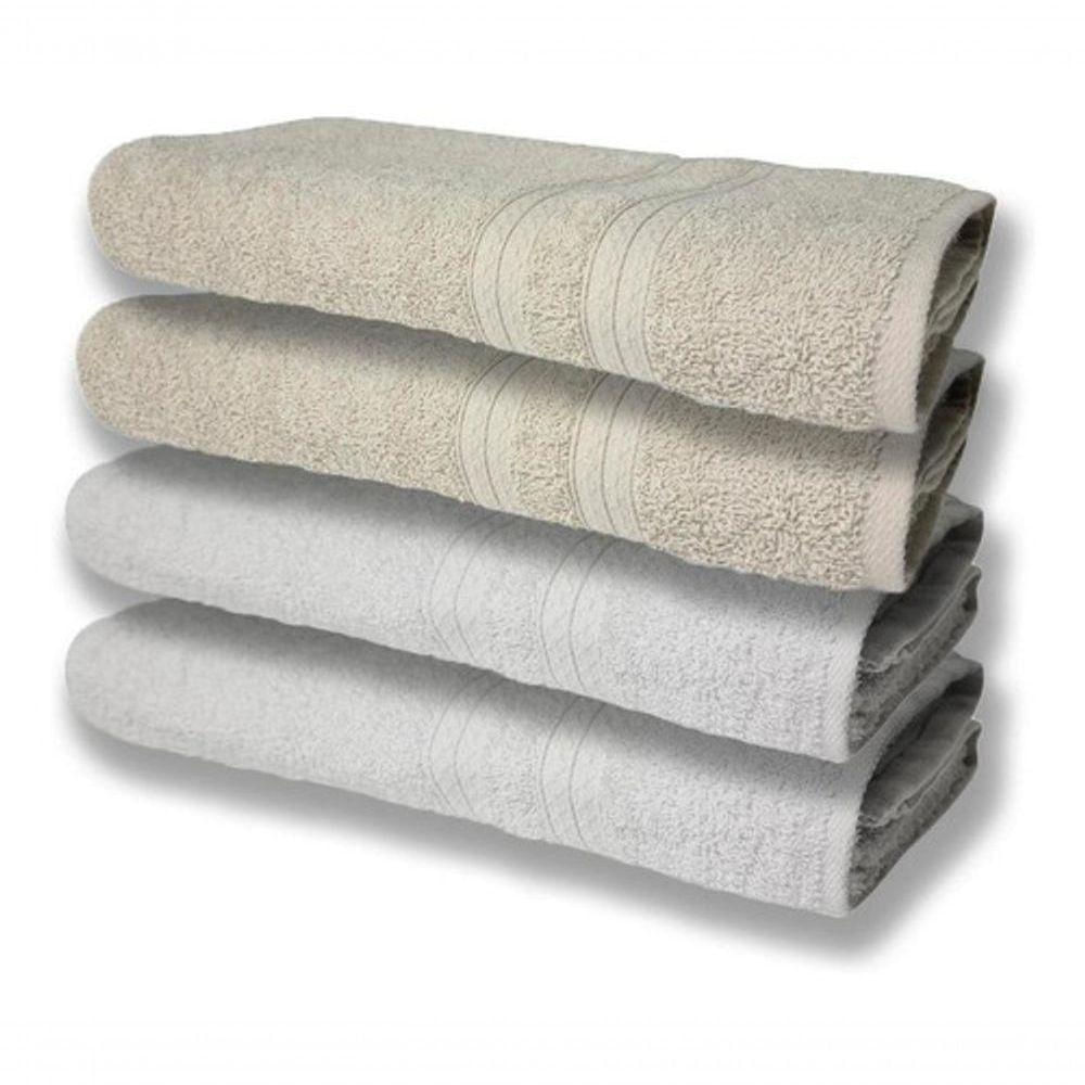 4 Toalhas Super Felpudas Grande E Grossa 80x150 Branco+bege